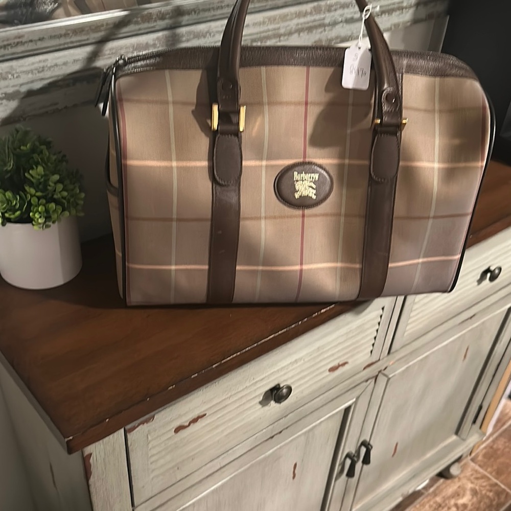 Burberry Vintage Brown Checkered Satchel